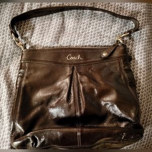 Coach Ashley brown patent leather crossbody bag